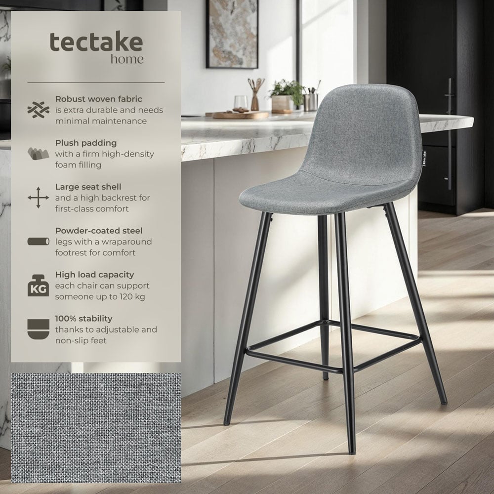 tectake Willow Woven Cover Bar Stool with Backrest Set of 4 Image 6