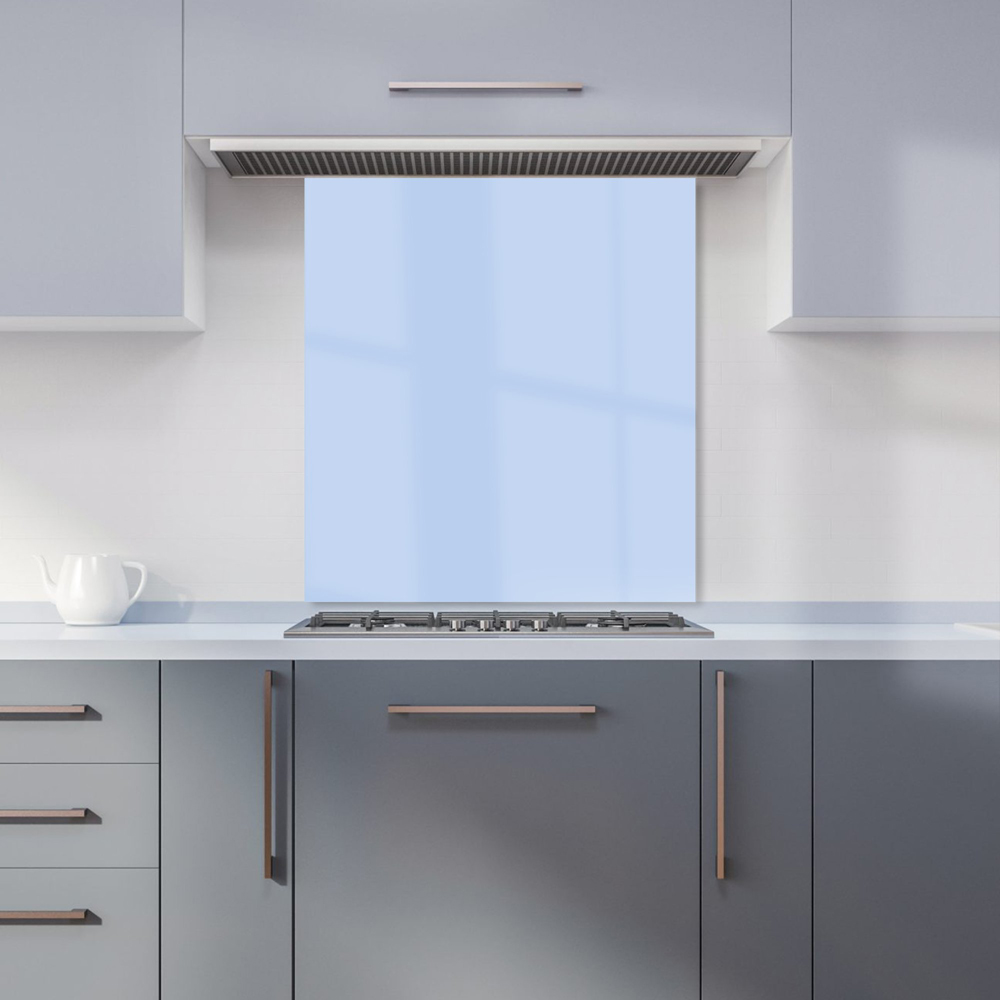 Warren Reed Designer Pale Cornflour Blue Glass Kitchen Splashback 65 x 60cm Image 1