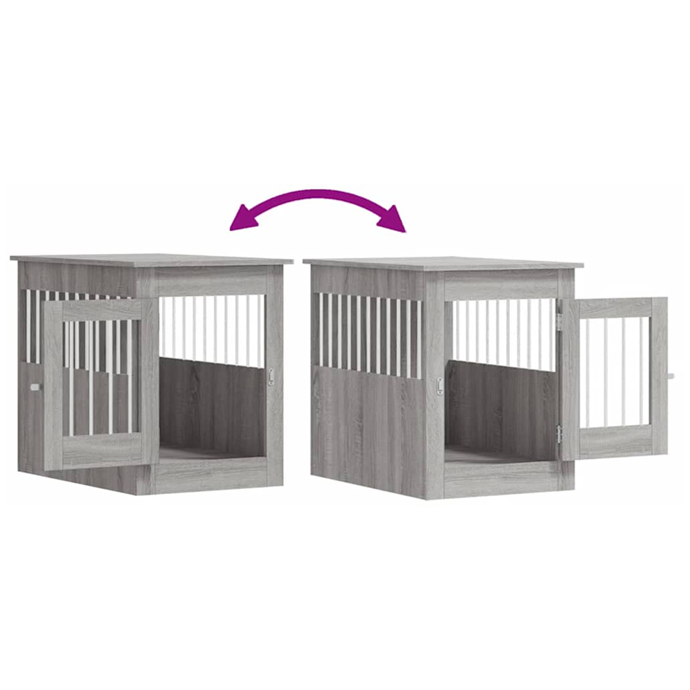 vidaXL Grey Sonoma Engineered Wood Dog Crate Furniture 68 x 55 x 80cm Image 9