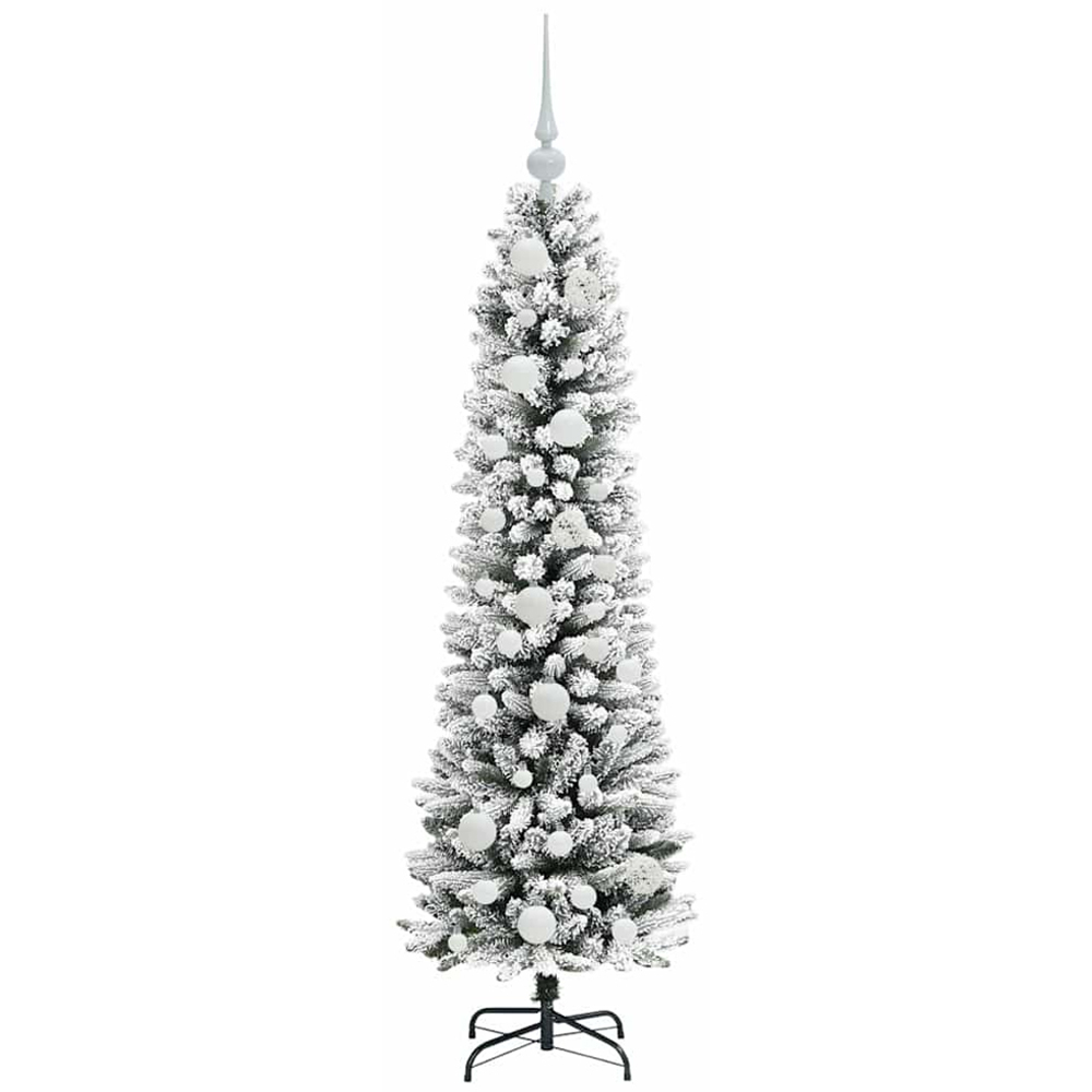 vidaXL Pre-Lit Warm White LED and White Baubles White Artificial Christmas Tree with Stand 4ft Image 4