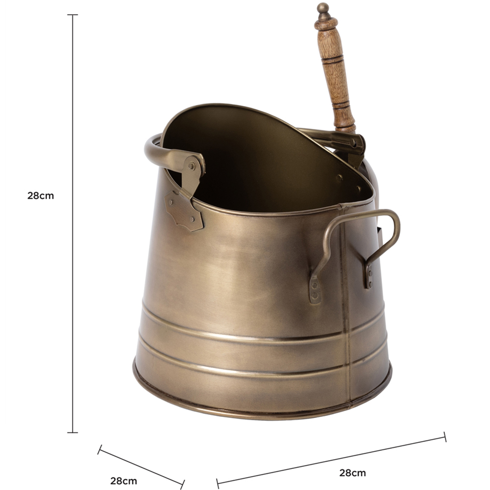 Charles Bentley Snug Alder Antique Gold Coal Bucket with Shovel Image 9