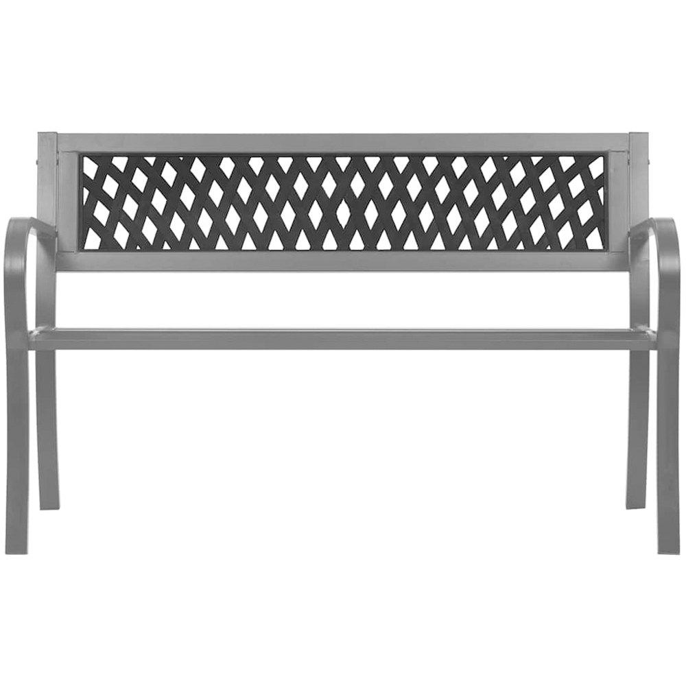 vidaXL 2 Seater Black Steel Cross Backrest Garden Bench Image 2