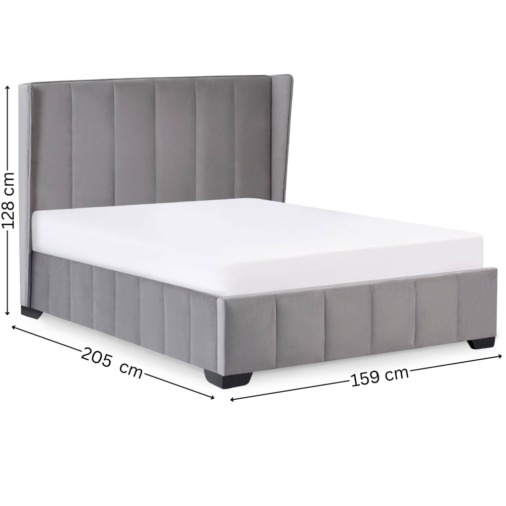 Julian Bowen Katie Double Grey Velvet Bed Frame with Winged Headboard Image 9