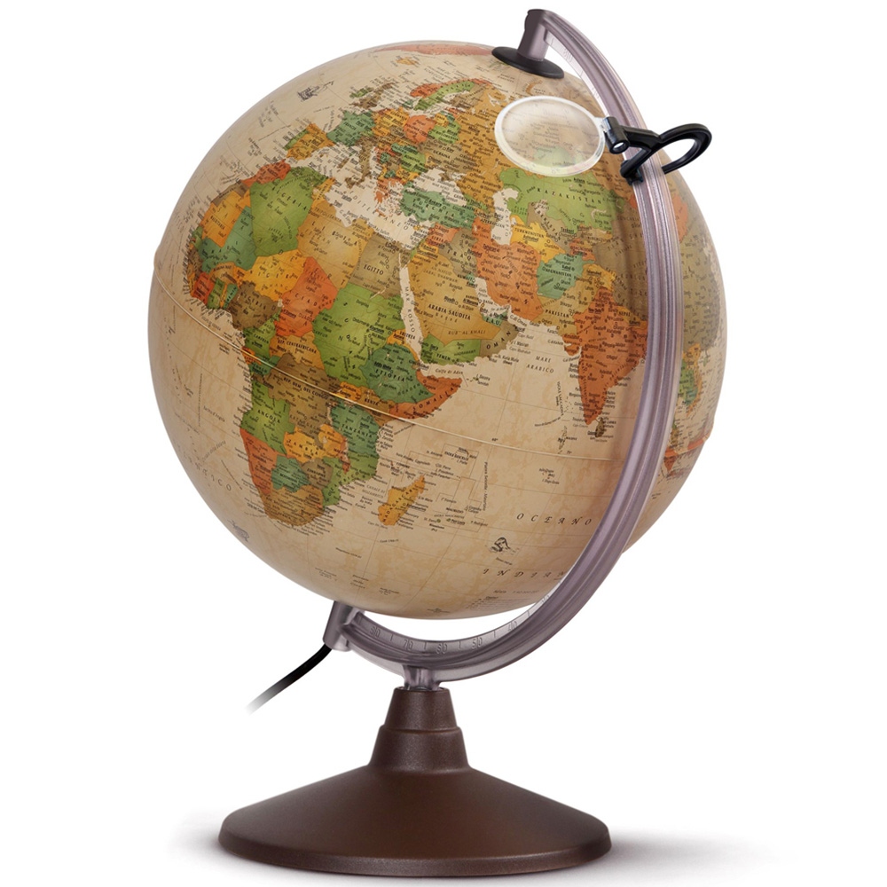 Nova Rico Marco Polo Antique Style Illuminated Globe with Magnifying Glass 30cm Image 7