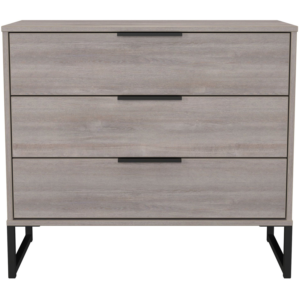 Crowndale Hong Kong 3 Drawer Grey Oak Chest of Drawers Ready Assembled Image 2