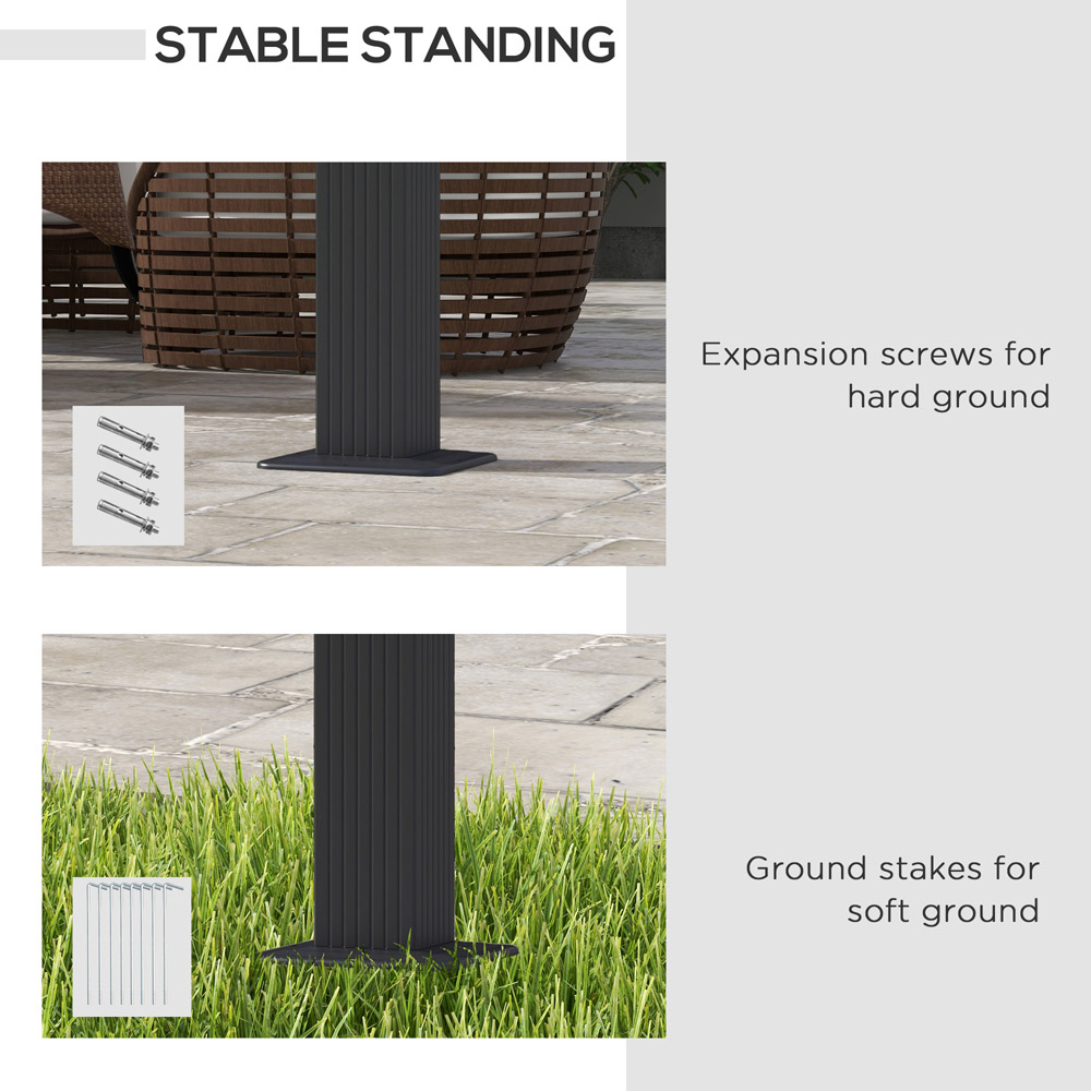 Outsunny 3 x 4m Black Retractable Sun Shade Pergola Roof Image 6