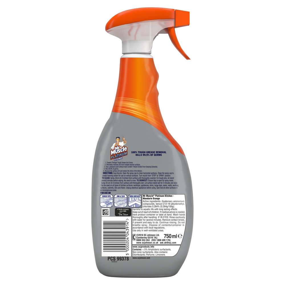 Mr Muscle Platinum Mandarin Orange Kitchen Spray 750ml Image 2