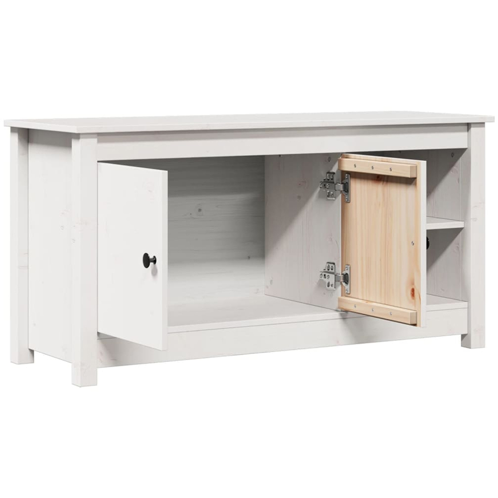 vidaXL 2 Door 2 Shelf White Solid Pine Wood TV Cabinet Image 5