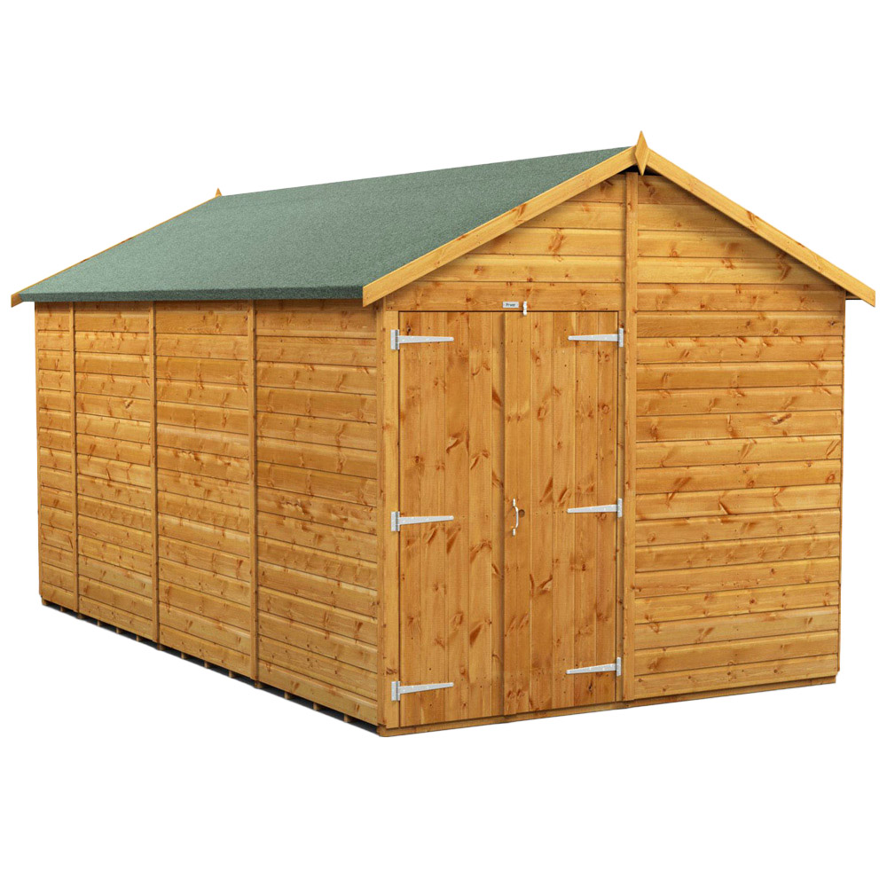 Power Sheds 14 x 8ft Double Door Apex Wooden Shed Image 1
