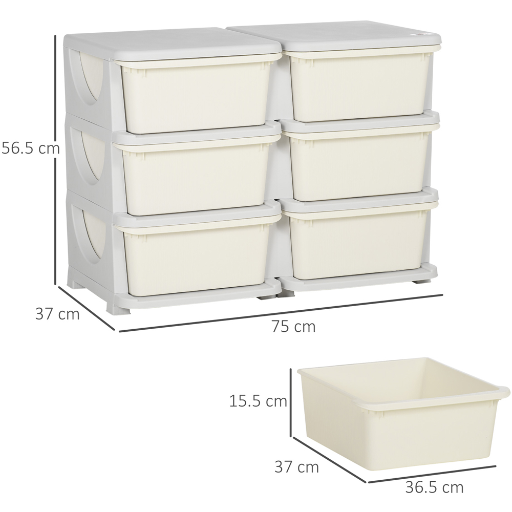 Playful Haven Cream 6 Drawers Kids Storage Unit Image 7