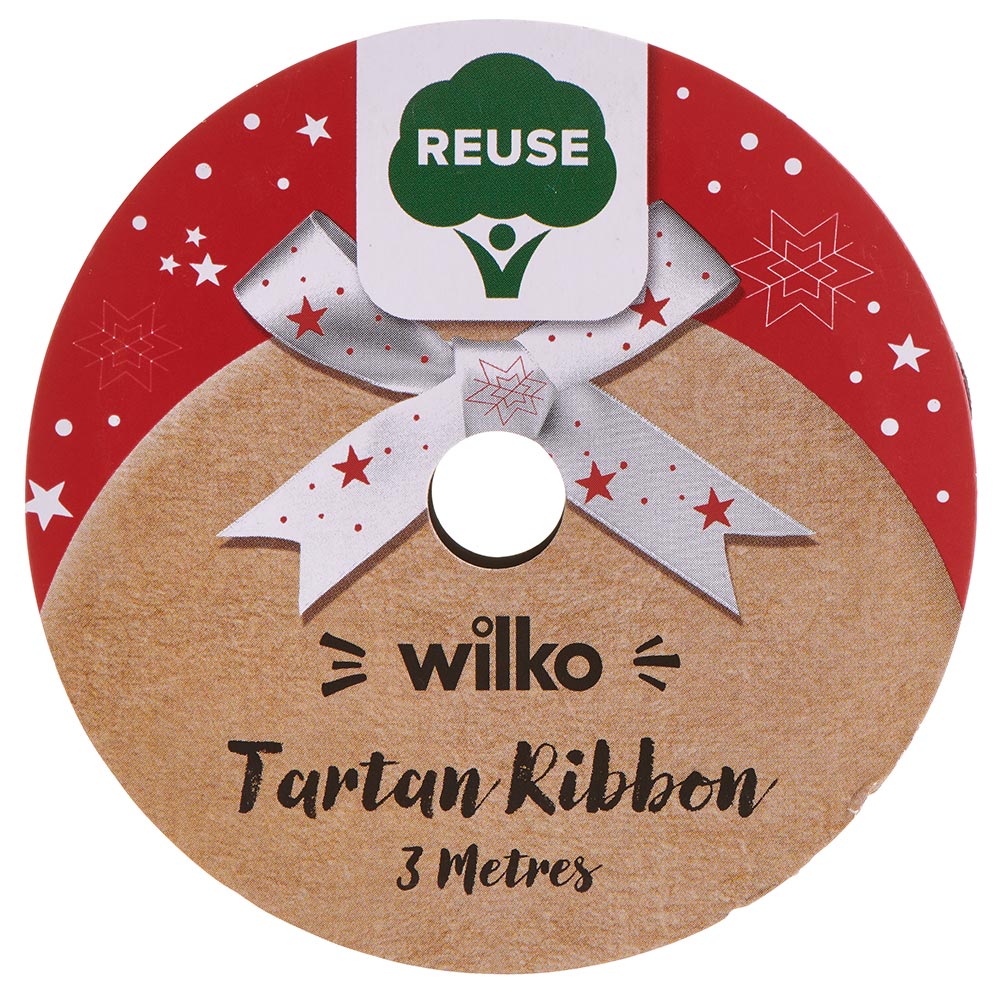 Wilko Tartan Ribbon 2m Image 1