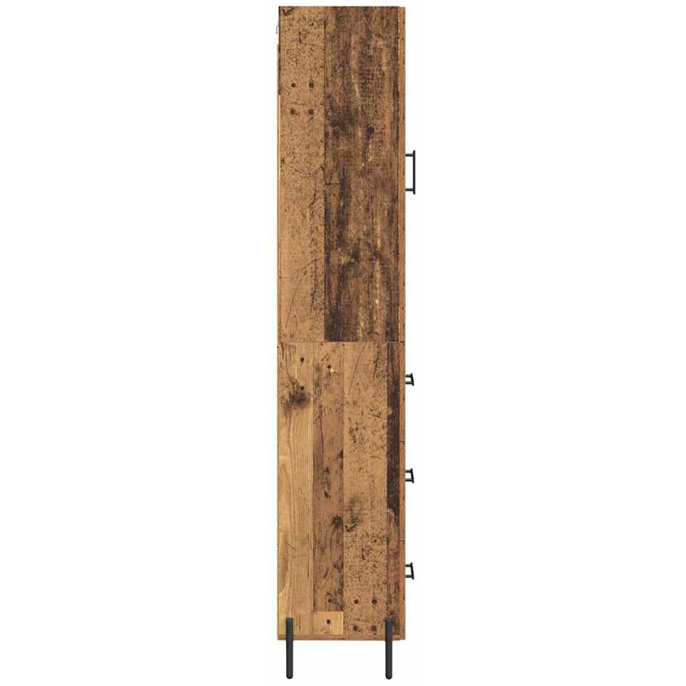 vidaXL Single Door 3 Drawer Old Wood Sideboard with Black Handles Image 9
