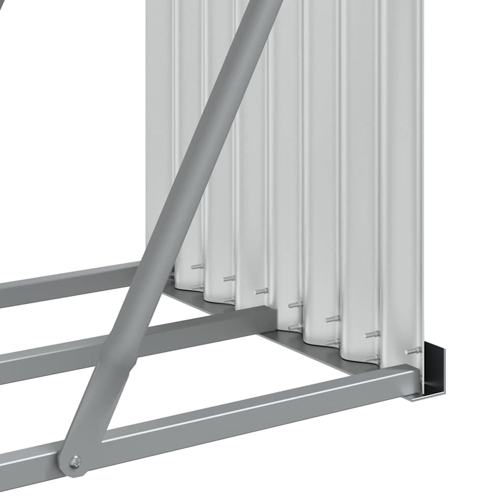 vidaXL Silver Galvanised Steel Firewood Log Holder 100 x 300 x 45cm Image 5
