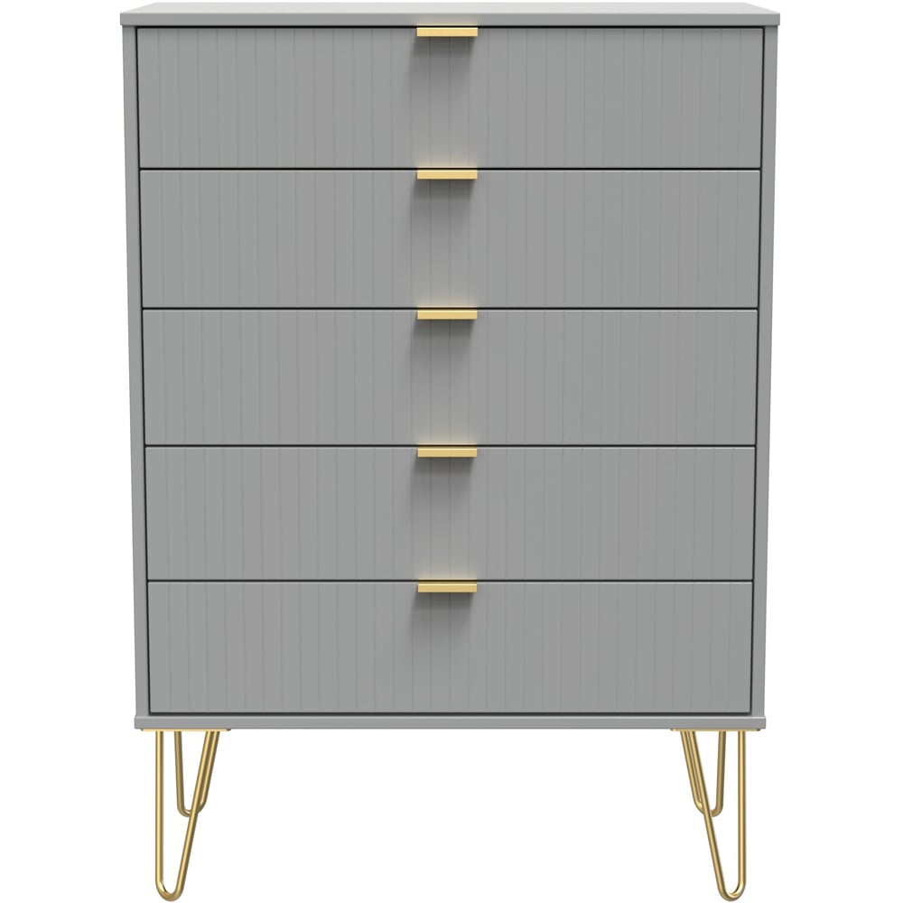 Crowndale 5 Drawer Dusk Grey Wide Chest of Drawers Ready Assembled Image 3