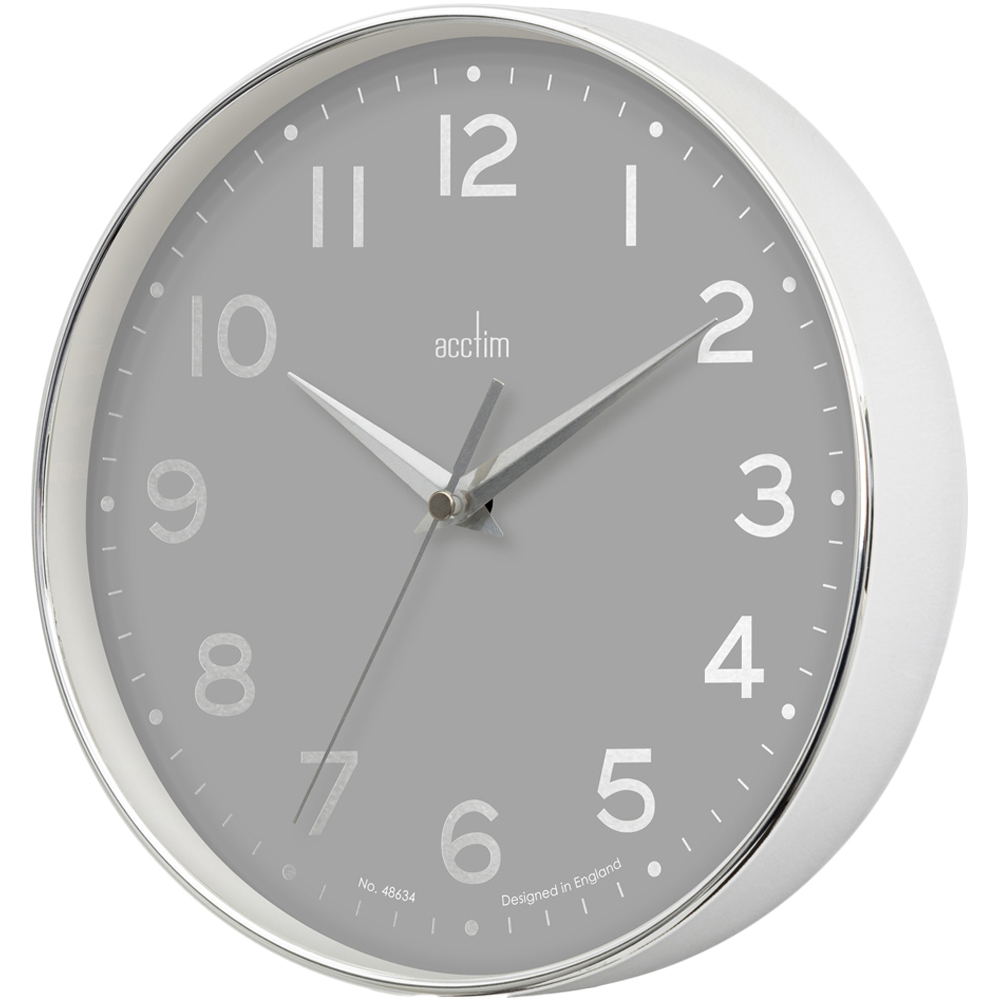Acctim Rand Grey Chromed Wall Clock Image 2