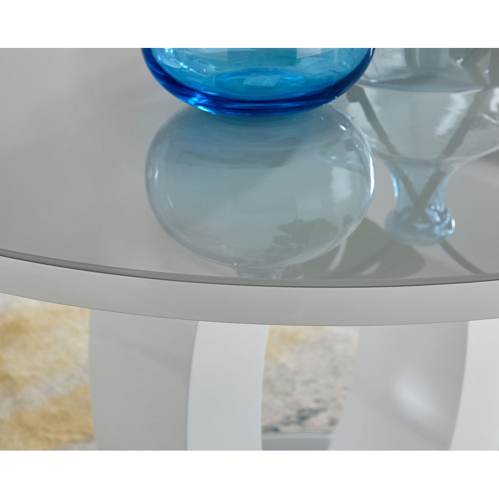 Furniturebox Lucia Valera 4 Seater Round Dining Set Grey Gloss White and Chrome Image 3