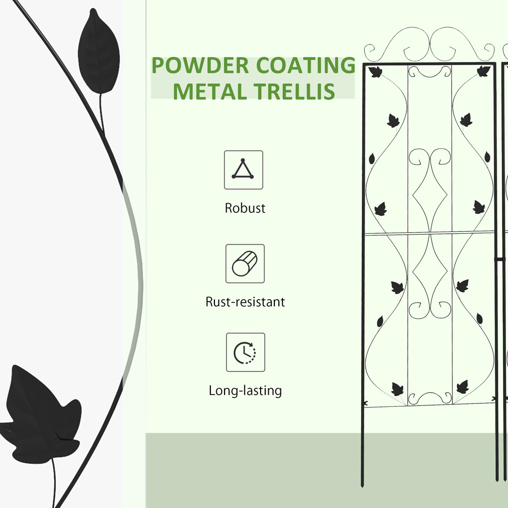 Outsunny Metal Leaf Design Trellis Frames Garden Planter 2 Pack Image 6