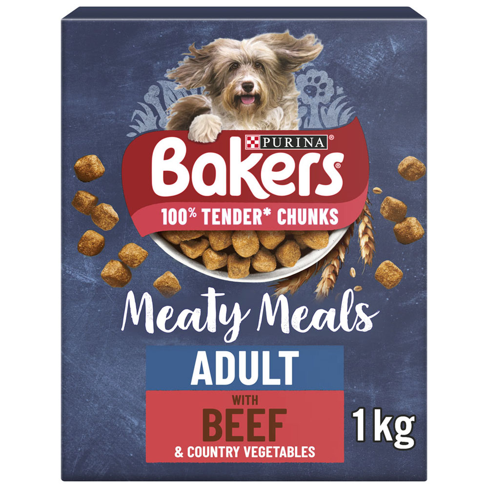 Bakers Meaty Meals Adult Dry Dog Food Beef 1kg Image 1