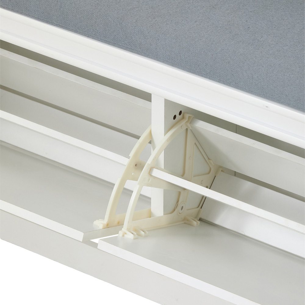 Living and Home 2 Shelf White and Grey Shoe Storage Bench Image 6