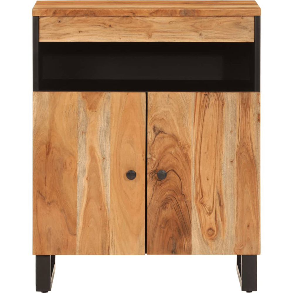 vidaXL 2 Door Single Shelf Solid Acacia Wood Sideboard Image 3