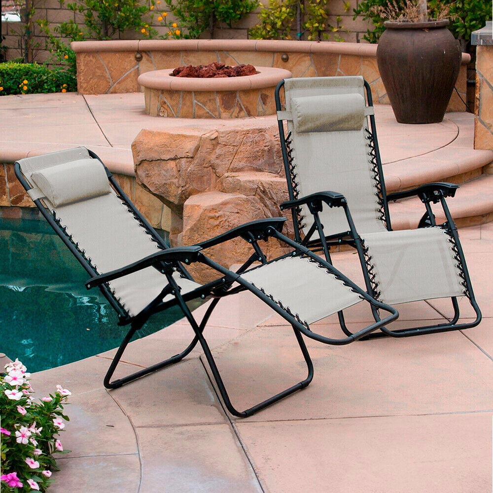 Neo Set of 2 Cream Zero Gravity Loungers Image 1