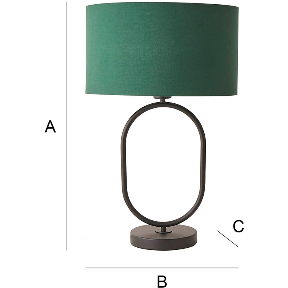 ValueLights Antonia Forest Green Drum Shade Matte Black Oval LED Table Lamp Image 7