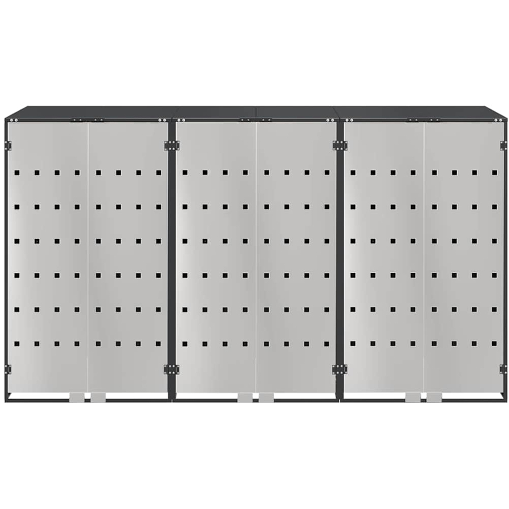 vidaXL Anthracite 3 Wheelie Bin Storage Shed with Stainless Steel Door Image 4