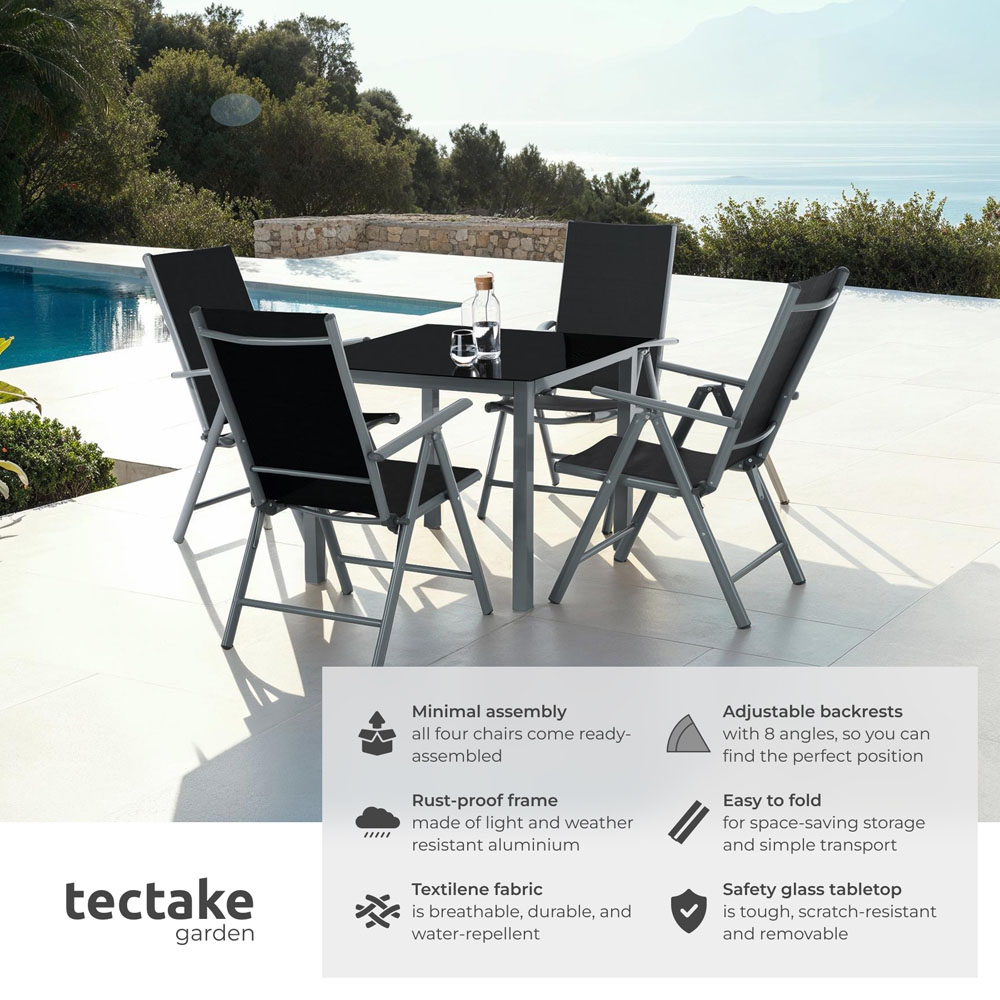 tectake Stabia 4 Seater Anthracite Garden Table and Chairs Set Image 6