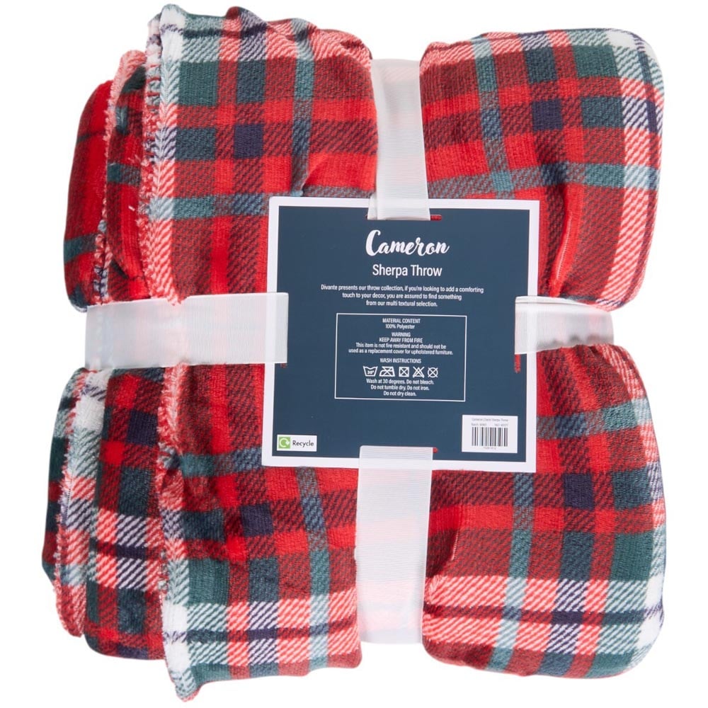 Cameron Check Sherpa Throw - Red Image 2