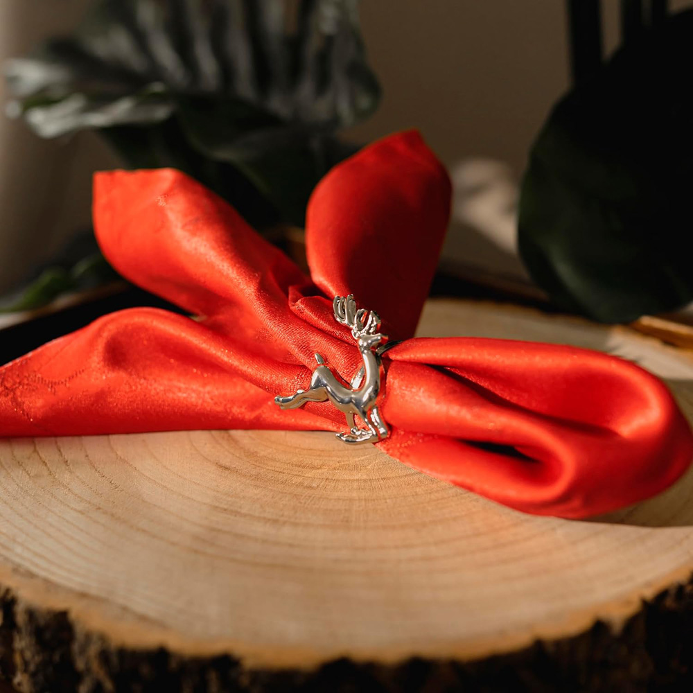 Marco Paul Silver Christmas Stag Napkin Rings Image 2