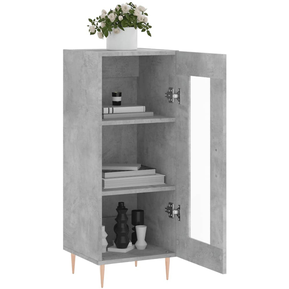 vidaXL Single Glass Door Concrete Grey Wooden Sideboard Image 4
