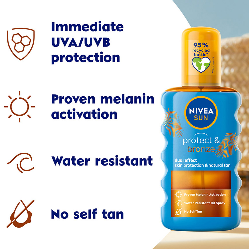 Nivea Sun Protect and Bronze Oil Spray SPF20 200ml Image 4