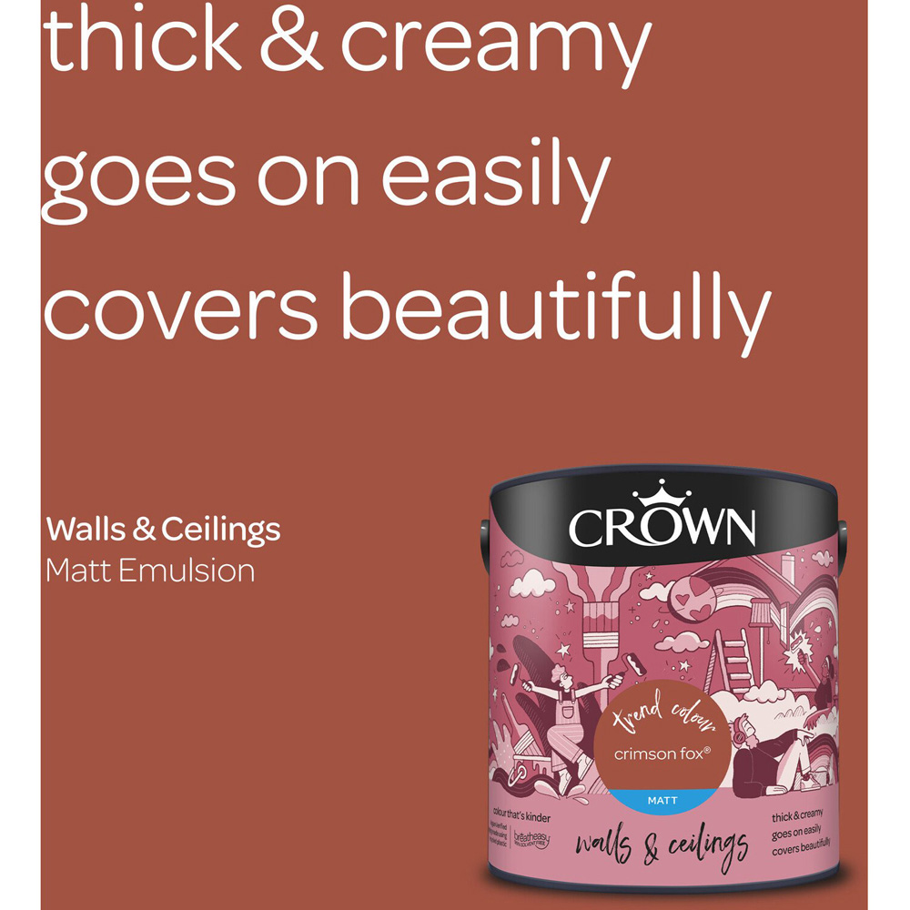 Crown Walls and Ceilings Crimson Fox Matt Emulsion Paint 2.5L Image 7