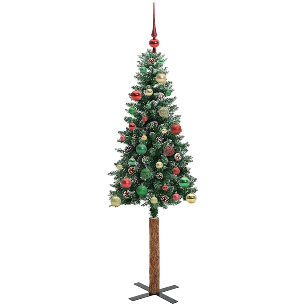 vidaXL Green Snow Flocked Artificial Christmas Tree with Pinecones LEDs Multicolour Ornaments 5ft Image 5