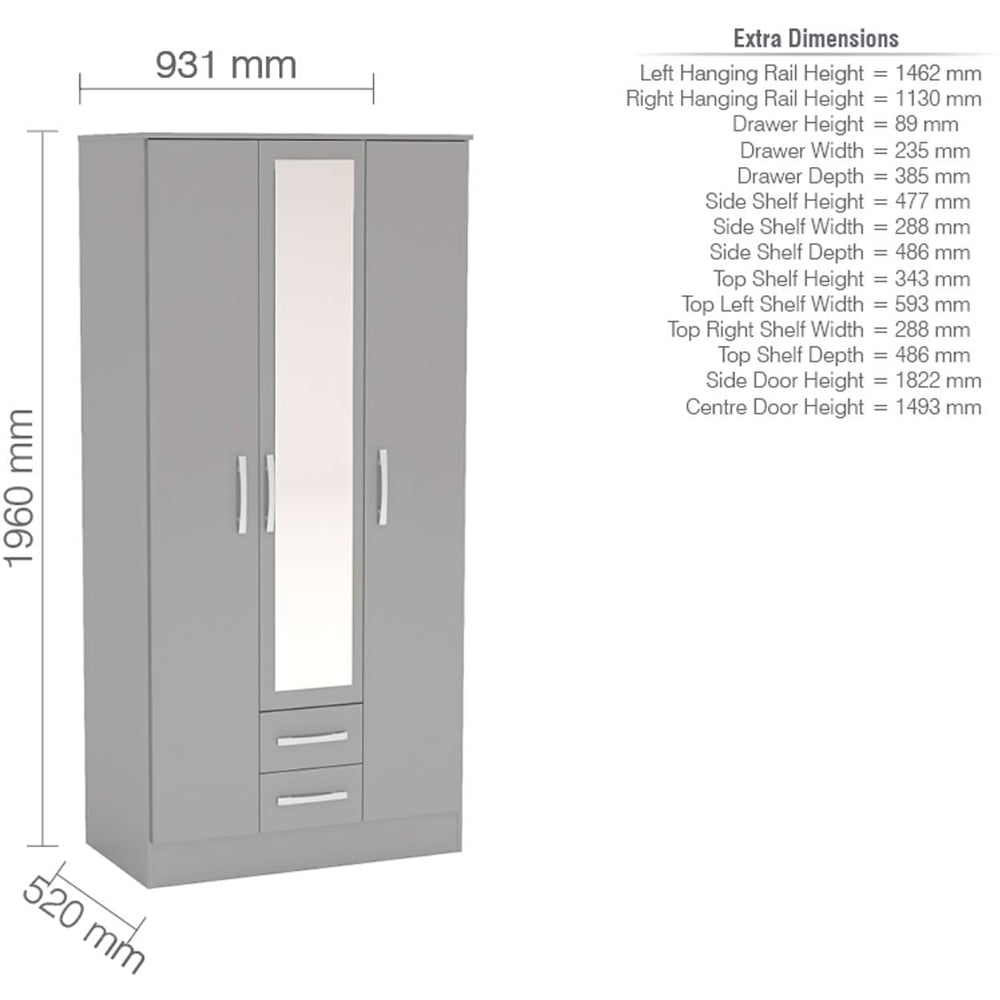 Birlea Lynx Grey 4 Piece Bedroom Furniture Set Image 7