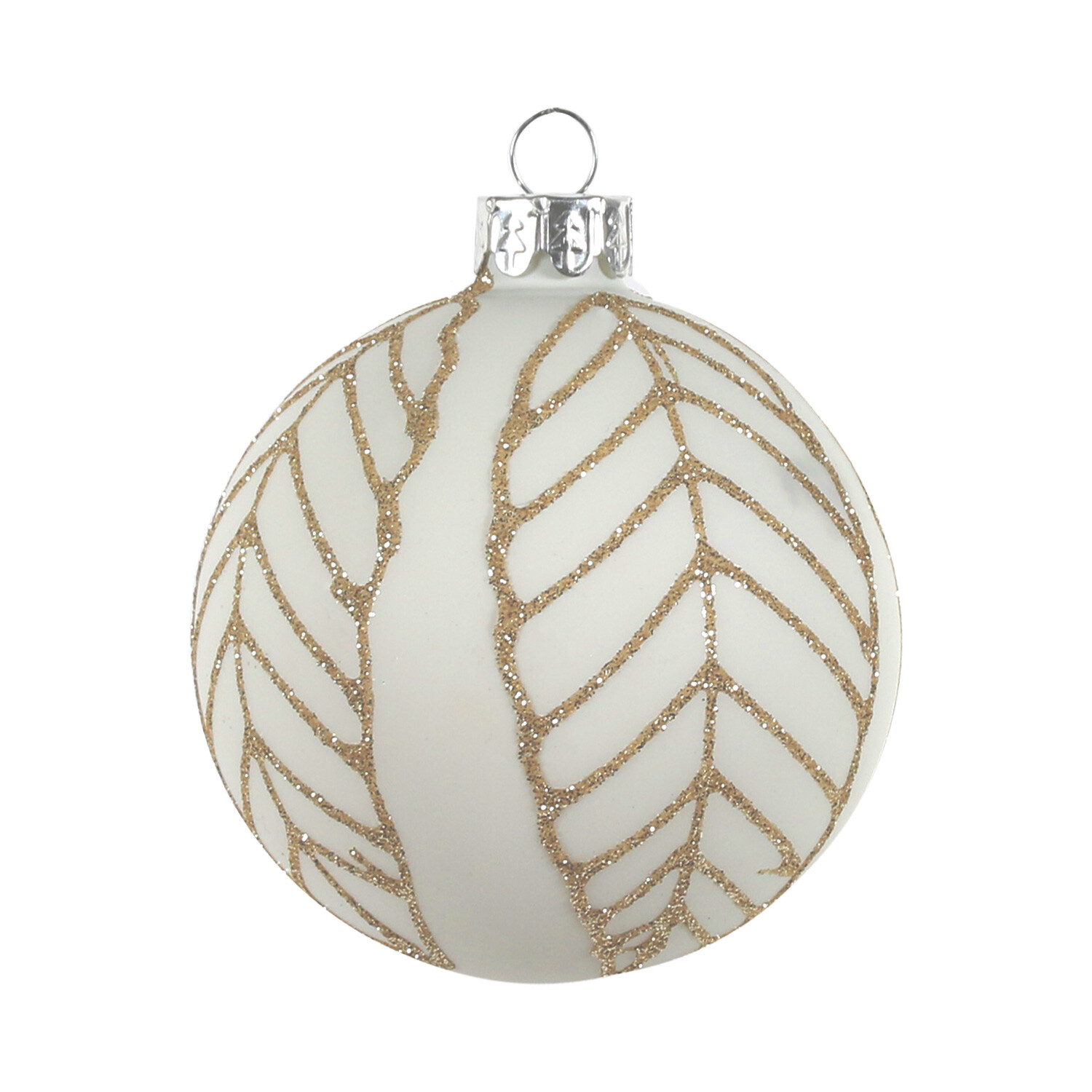 Single Decadent Bronze White Gold Glitter Christmas Bauble in Assorted styles Image 1