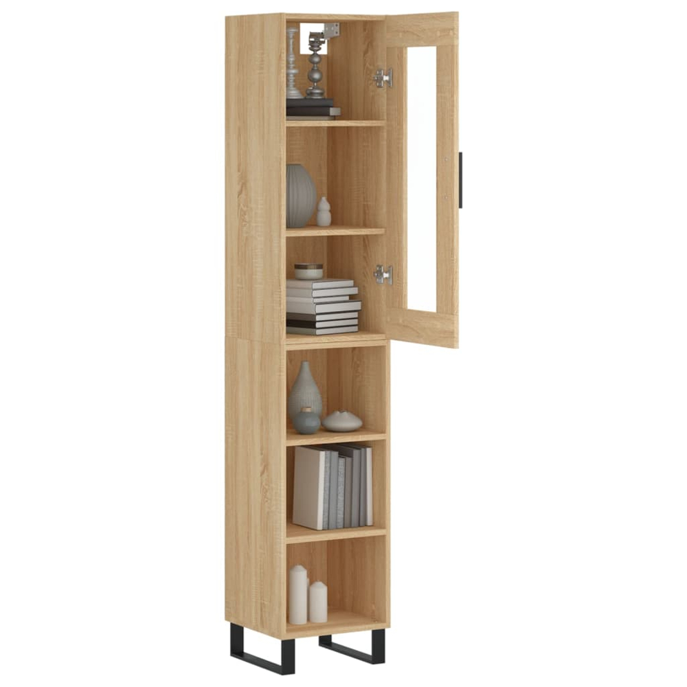 vidaXL Single Glass Door 3 Shelf Sonoma Oak Highboard Image 3