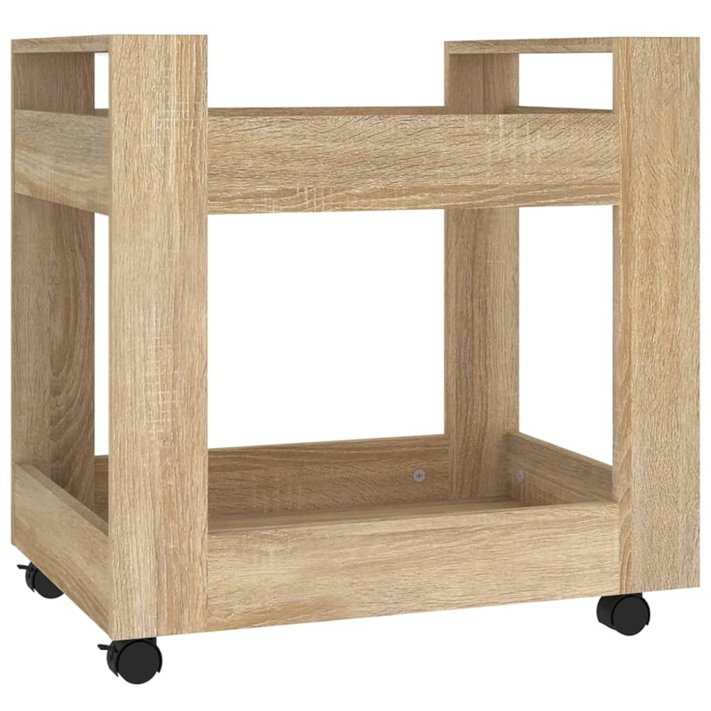 vidaXL 2 Shelf Sonoma Oak Wooden Desk Trolley Image 2
