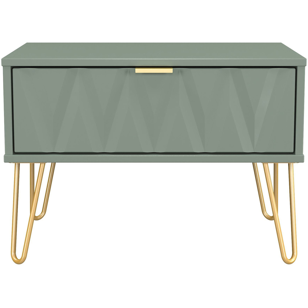 Crowndale Diamond Single Drawer Reed Green Wide Side Table Ready Assembled Image 2