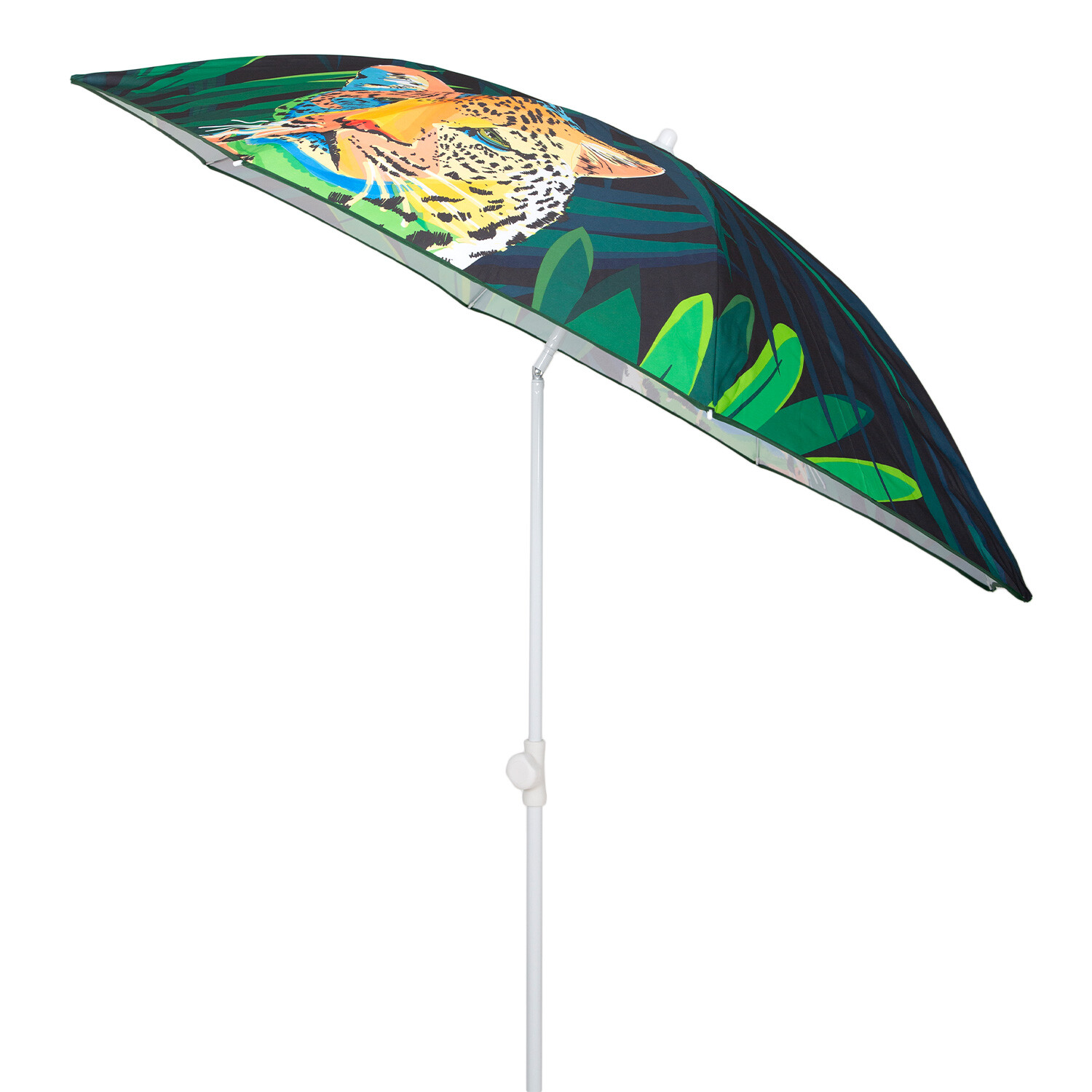 Leopard Print Green Beach Umbrella Parasol 1.7m Image 2