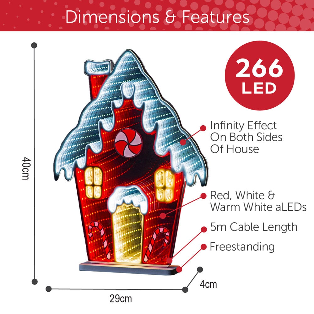 The Christmas Workshop 266 Multicolour LED Xmas House Double Sided Infinity Light 1.3ft Image 9