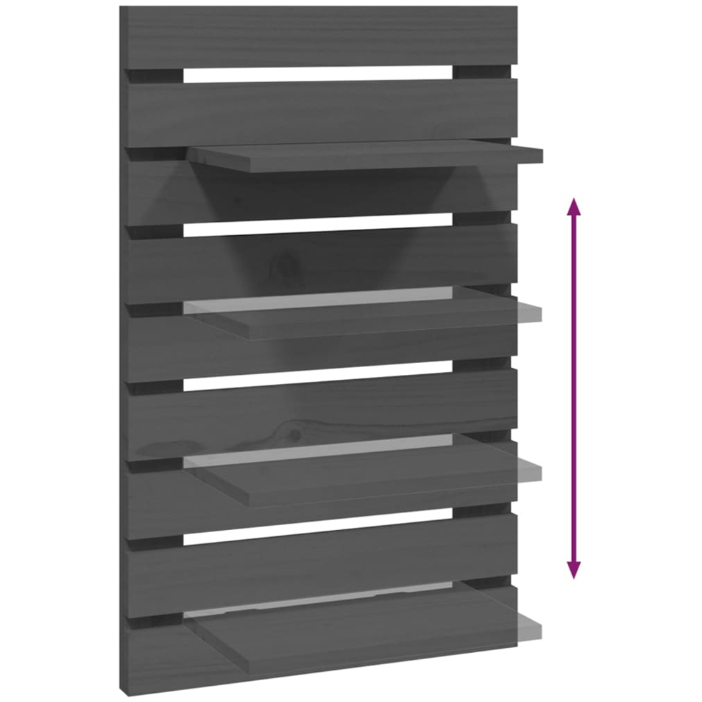 vidaXL Grey Adjustable Wall-Mounted Bedside Shelf Set of 2 Image 7
