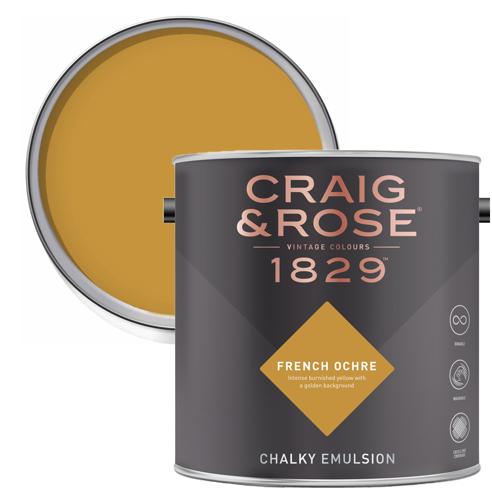 Craig & Rose Walls and Ceilings French Ochre Chalky Matt Emulsion Paint 2.5L Image 1