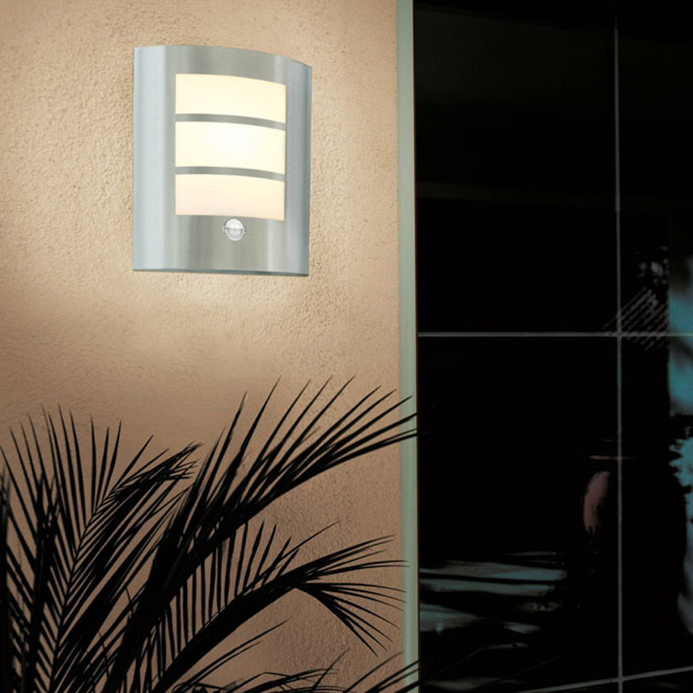 EGLO City Silver Exterior Sensor Wall Light Image 2