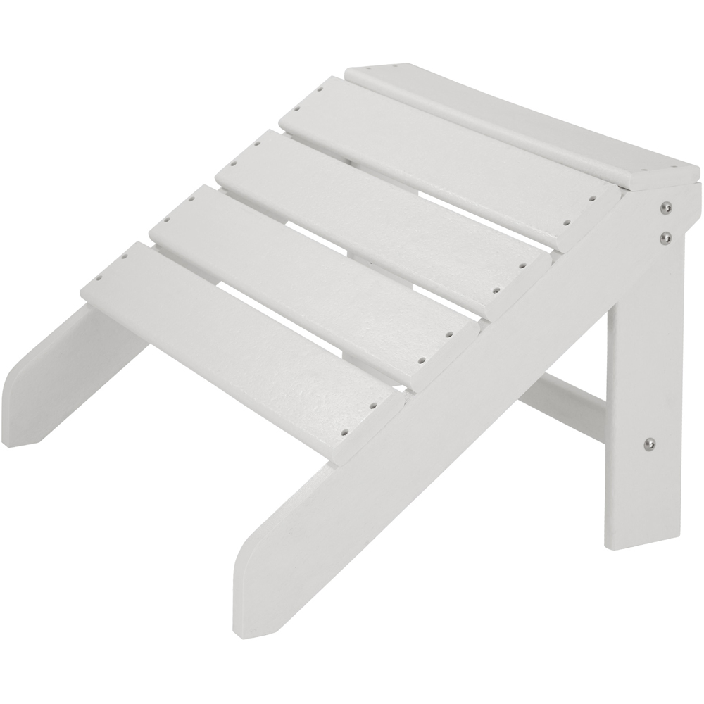 tectake Adirondack Design White Garden Chair with Footstool Image 4