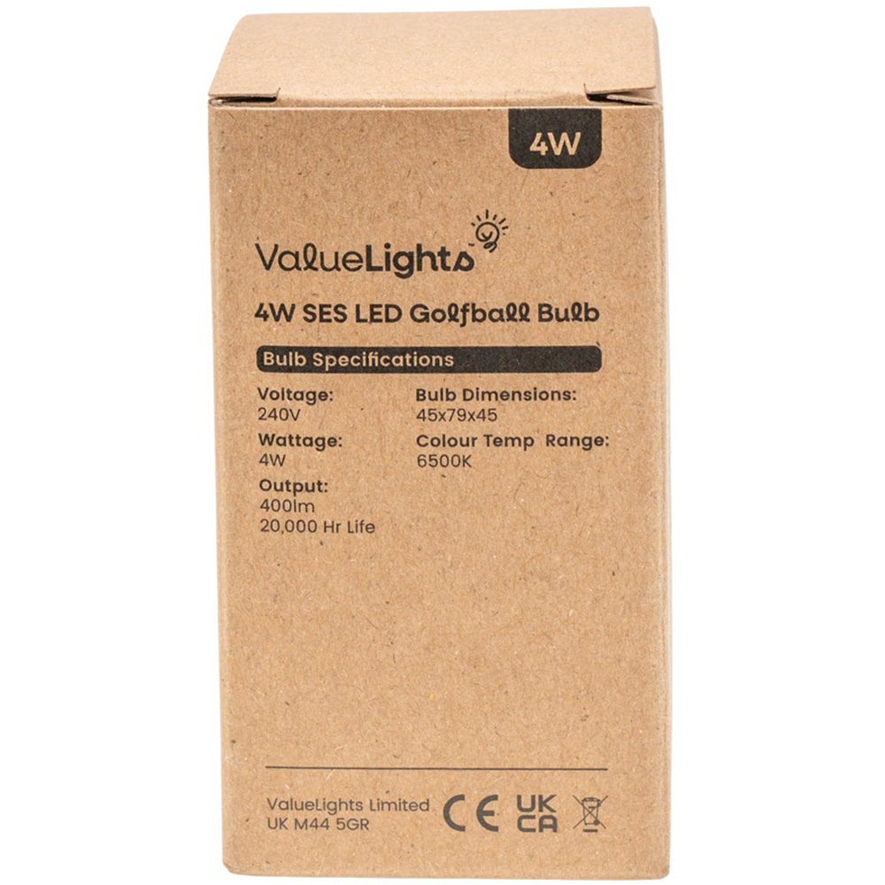 ValueLights 12 Pack E14 LED 4W 6500K Cool White Golfball Light Bulbs Image 3