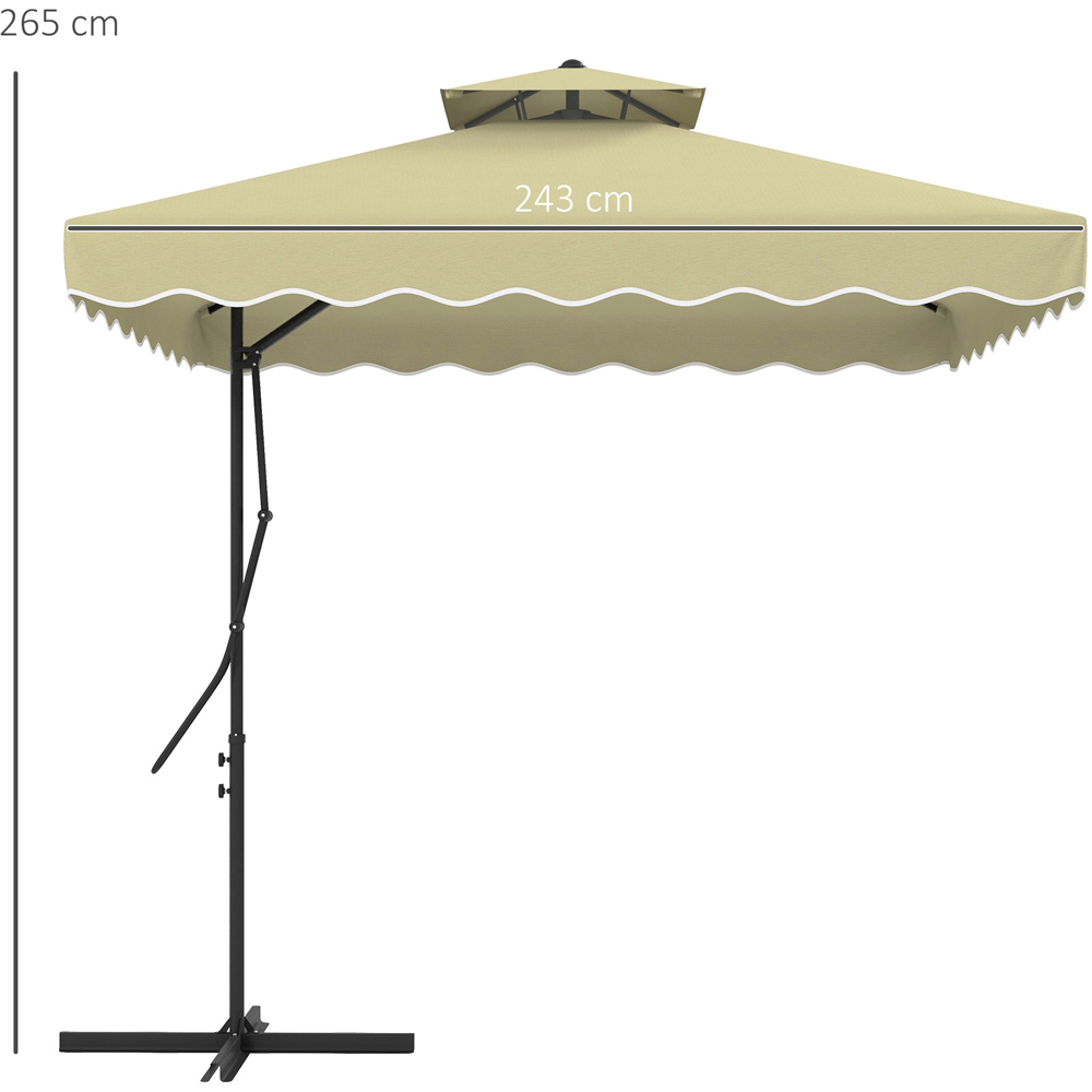 Outsunny Beige Square Double Tier Cantilever Parasol with Ruffles 2.5m Image 7