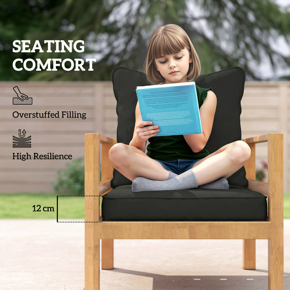 Outsunny Black Seat and Back Pad Garden Chair Cushion Set 62cm Image 8