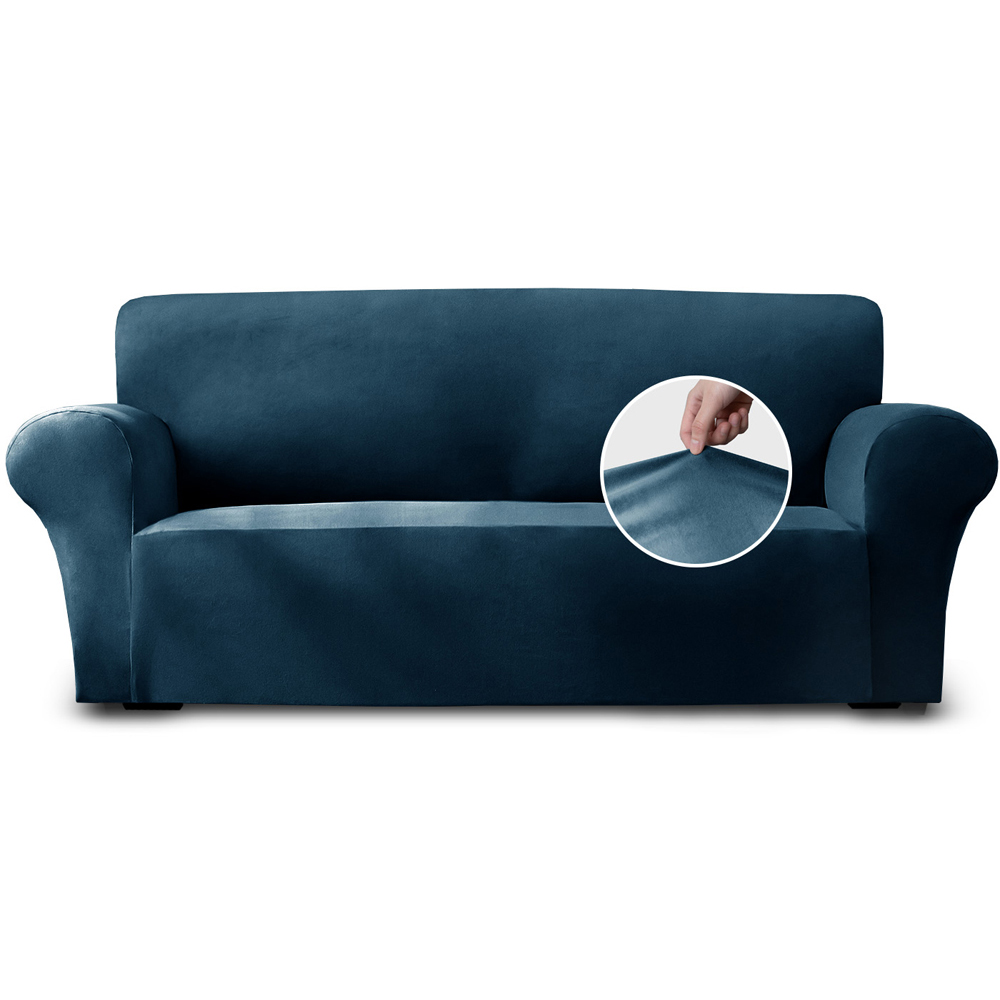 Homerepublic 3 Seater Teal Mink Velvet Stretch Fit Sofa Cover Image 1
