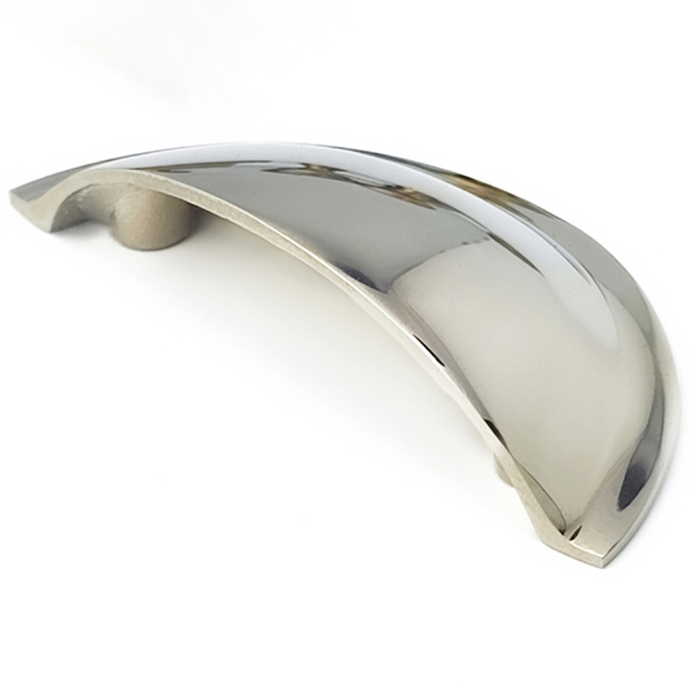 Spira Brass Polished Nickel Small Slim Cup Pull Drawer Handle Image 3